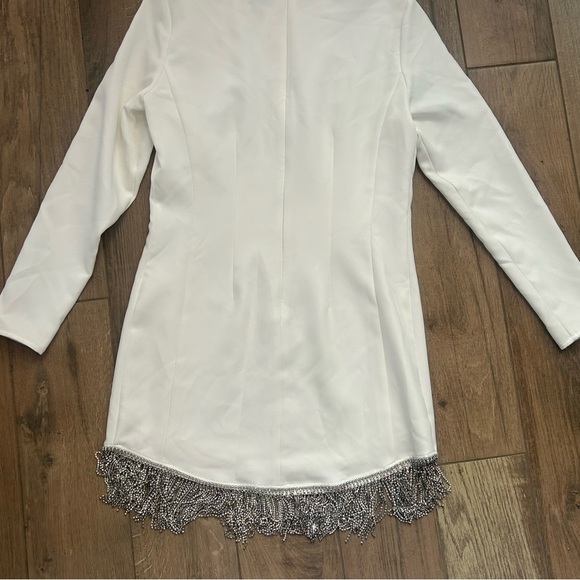 Gianni Bini Cream Sheath Midi Dress Long Sleeve Mock Neck - Picture 7 of 9